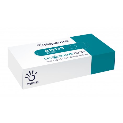 Papernet Veline facciali DISSOLVETECH, a rapido dissolvimento, in pura cellulosa, 100 strappi, dimensione 21x20cm, 2 veli - 411173