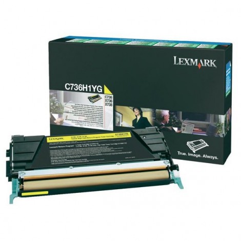 C736H1YG Toner RETURN giallo per Lexmark C 736 (10.000pg) 1pz