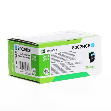 80C2HCE Toner CORPORATE ciano per Lexmark CX 410E (3.000pg) 1pz