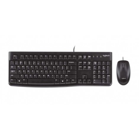 Logitech Kit di mouse ambidestro ergonico e tastiera con cavo USB MK120 con 1000 DPI- resistente all`acqua - 1pz - 920-002543