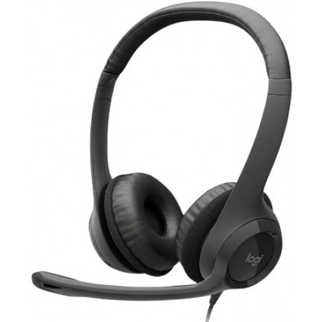 Logitech Cuffia H390 con microfono girevole con controller comandi sul filo, connessione tramite connettore USB, lunghezza cavo1,9mt - 1pz - 981-000406