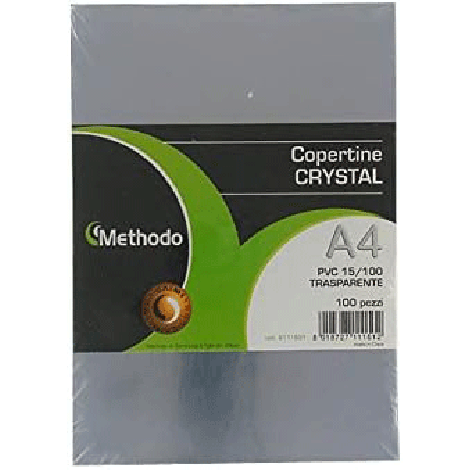 Methodo Crystal - Copertine per rilegatura in polipropilene, spessore 15/100, formato A4 - 100pz - G111501
