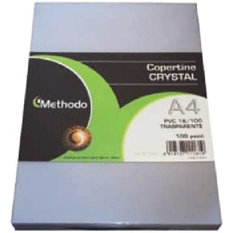 Methodo Crystal – Copertine per rilegatura in polipropilene, spessore 18/100, formato A4 - 100pz - G111801