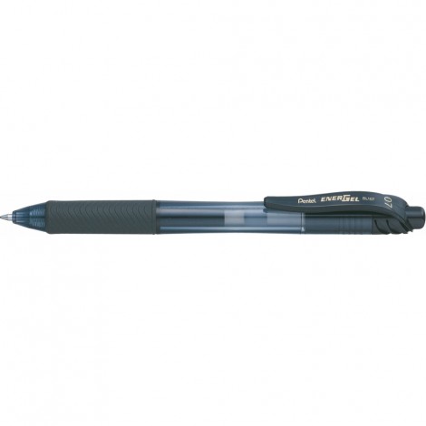 Pentel Energel X - Penna roller esente da cloruro di polivinile con grip in gomma antiscivolo, ideale per mancini, punta 0,7mm, colore nero - Prezzo singolo, ord. minimo 12pz - BL107-AX
