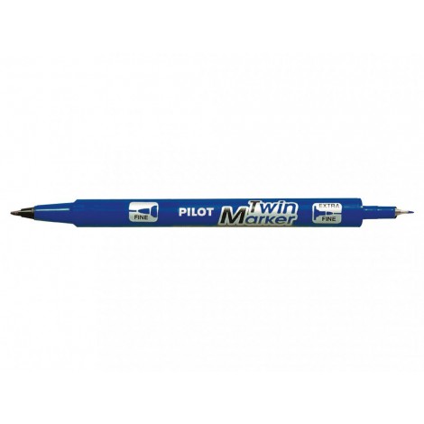 Pilot Twin Begreen – Marcatore permanente con inchiostro a base d`alcool, doppia punta da 0,8 o 2mm in fibra di acrilico, tratto 0,3/0,5mm, colore blu – Prezzo singolo, ord. minimo 10pz – 040316