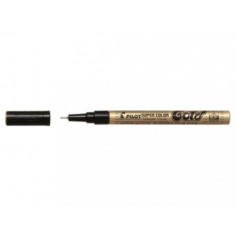 Pilot Super color SC-EF - Marcatore permanente con inchiostro a vernice, fusto in metallo e punta da 1mm in fibra di acrilico, colore oro - Prezzo singolo, ord. minimo 12pz - 002452