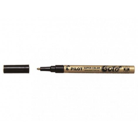 Pilot Super color SC-F - Marcatore permanente con inchiostro a vernice, fusto in metallo e punta da 3mm in fibra di acrilico, tratto 1mm, colore oro - Prezzo singolo, ord. minimo 12pz - 002437