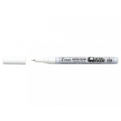 Pilot Super color SC-EF - Marcatore permanente con inchiostro a vernice, fusto in metallo e punta da 1mm in fibra di acrilico, tratto 0,5mm, colore bianco - Prezzo singolo, ord. minimo 12pz - 002725