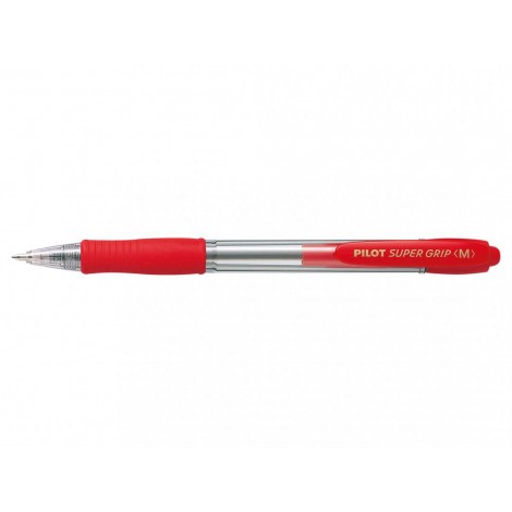 Pilot Supergrip – Penna a sfera ricaricabile con livello d`inchiostro visibile, punta 1mm, colore rosso - Prezzo singolo, ord. minimo 12pz - 001442
