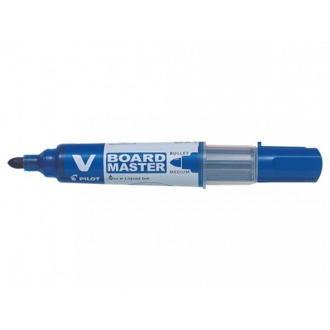 Pilot V Board Master Begreen – Marcatore per lavagne ecologico e ricaricabile, livello d`inchiostro visibile, punta 6mm in fibra di acrilico, tratto 2,3mm, colore blu – Prezzo singolo, ord. minimo 10pz –  40141