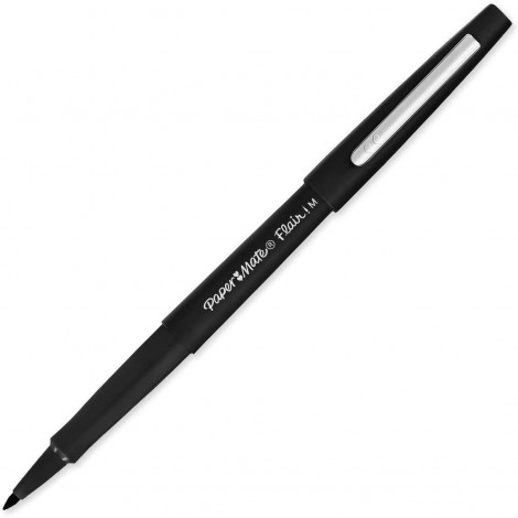 Papermate Flair Nylon - Penna punta in fibra e inchiostro a base d`acqua, tratto 1,1mm, colore nero  - Prezzo singolo, ord. minimo 12pz - S0190973