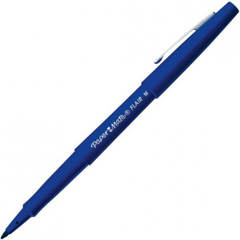 Papermate Flair Nylon – Penna punta in fibra e inchiostro a base d`acqua, tratto 1,1mm, colore blu – Prezzo singolo, ord. minimo 12pz – S0191013