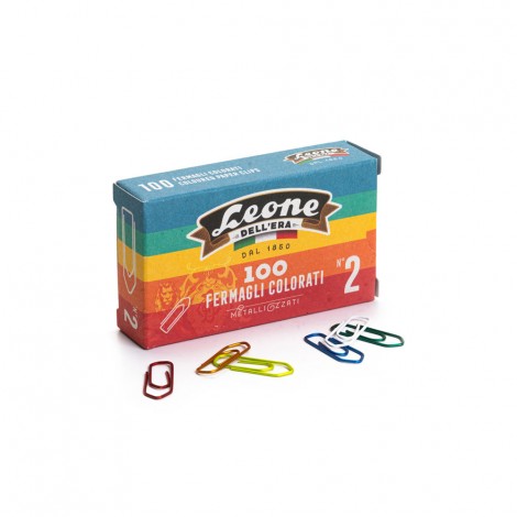 Dellera Leone color 100 fermagli metallizzati 26mm a punta triangolare, formato n.2 - Prezzo singolo, ord. minimo 10pz - FX10