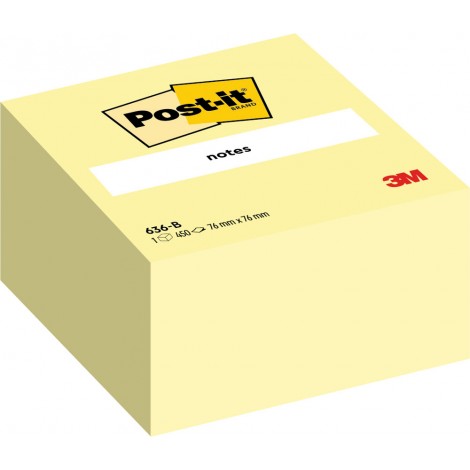 Post-It Foglietti Giallo Canary 636 B 76x76mm, blocco unico da 450 fogli - 7100172238