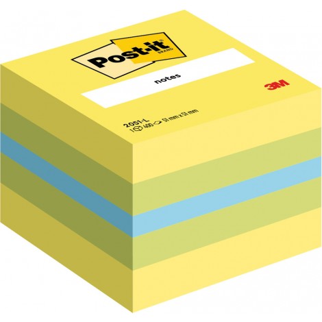 Post-It Foglietti Mini Cubi 2051 -L 51x51mm Lime (giallo, verde, blu), 400fg  - 1pz - 7100172394