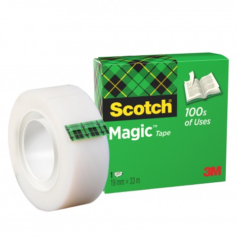 Scotch Magic 810 - Nastro invisibile, scrivibile, con supporto in acetato di cellulosa, 19mm x 33m, colore trasparente  - 1pz - 7100024666
