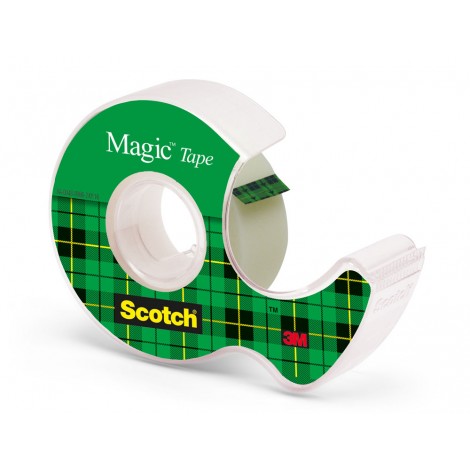 Scotch Magic 810 - Nastro invisibile in chiocciola, scrivibile, supporto in acetato di cellulosa, 19mm x 7,5m, colore trasparente  - 1pz - 7100086322