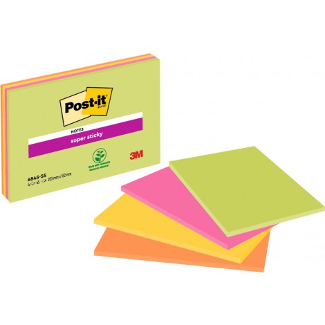 Post-It Foglietti 6845-SSP Meeting (fucsia, verde neon, giallo canary, arancio neon), 45fg - 4pz - 7100043258