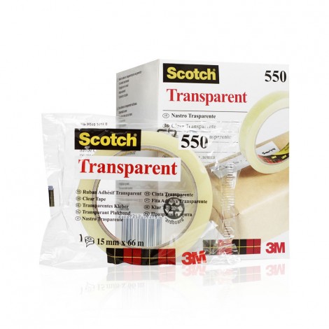 Scotch 550 - Nastro adesivo con supporto in polipropilene, 19mm x 66m, colore trasparente  - 8pz - 7100194347