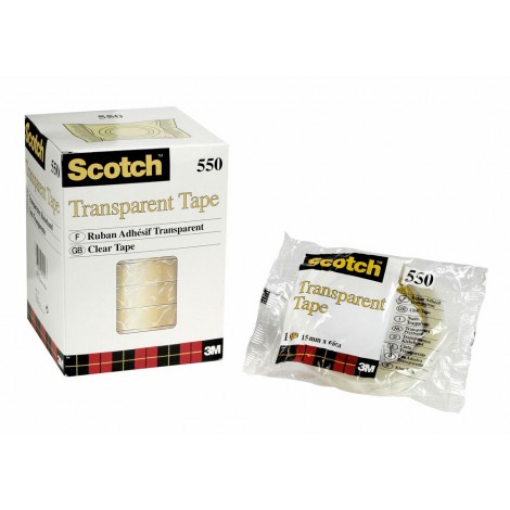 Scotch 550 - Nastro adesivo con supporto in polipropilene, 15mm x 66m, colore trasparente  - 10pz - 7100194352