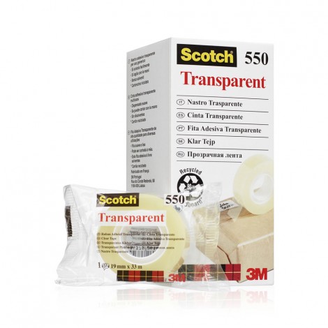 Scotch 550 - Nastro adesivo con supporto in polipropilene 19mm x 33m, colore trasparente  - 8pz - 7100029278