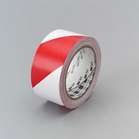 Scotch 767 - Nastro adesivo di avvertenza, supporto in PVC, 50mm x 33m, colore bianco/rosso - 1pz - 7100015266