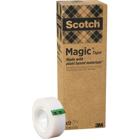 Scotch Magic™ 900 - Nastro invisibile, scrivibile, ecologico, 19mm x 33m, colore trasparente  - 9pz - 7100044084
