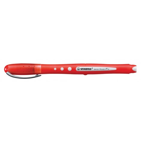 Stabilo Worker+ colorfull – Penna roller con fusto in gomma morbida, colore rosso, tratto 0,5mm – Prezzo singolo, ord. minimo 10pz – 2019/40