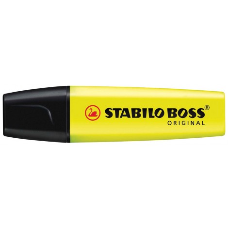 Stabilo Evidenziatore BOSS ORIGINAL, punta a scalpello, inchiostro a base d`acqua, tratto 2-5mm, colore giallo  - 70/24