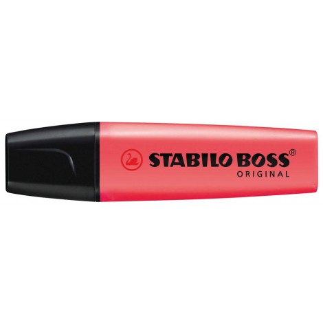 Stabilo Evidenziatore BOSS ORIGINAL, punta a scalpello, inchiostro a base d`acqua, tratto 2-5mm, colore rosso – 70/40