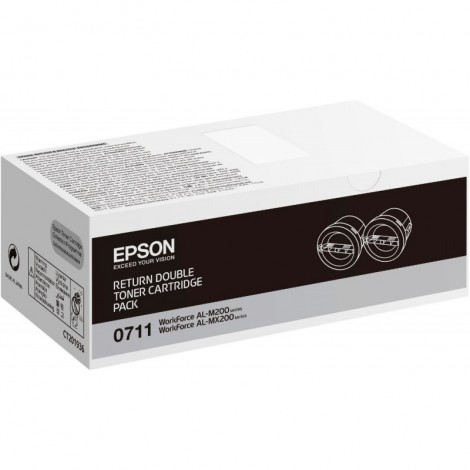 S050711 Toner RETURN nero per Epson WORKFORCE A M200DN (2x2.500pg) 1Conf. - C13S050711