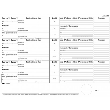 Edipro Blocco carico/scarico rifiuti detentori 100 pagine numerate, modello A, 22,5x29,7cm - Prezzo singolo, ord. minimo 2pz - E2868