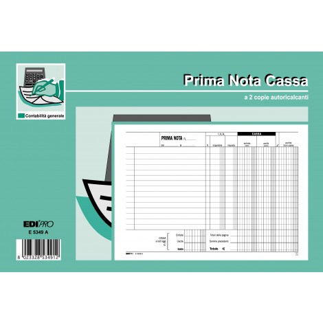 Edipro Blocco prima nota cassa, 50 pagine per 2 copie, autoricalcante, 14,8x22cm - Prezzo singolo, ord. minimo 5pz - E5349A