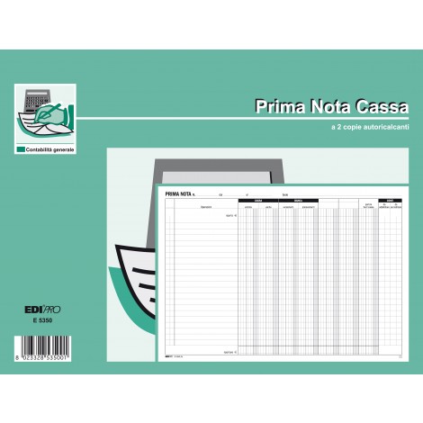 Edipro Blocco prima nota cassa (banca), 50 pagine per 2 copie, autoricalcante, 22x29,7cm - Prezzo singolo, ord. minimo 5pz - E5350
