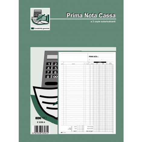 Blocco prima nota cassa, 50 pagine per 2 copie, autoricalcante (entrata, uscita, IVA), 22x29,7cm - Prezzo singolo, ord. minimo 5pz - E5356A