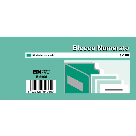 Edipro Blocco numerato 1-100, colori pastello assortito (rosa, azzurro, bianco, turchese, giallo), 6x13cm - 1pz - E5406NEW