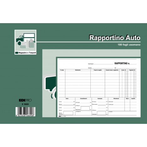 Edipro Blocco rapporto automezzi uso mano, 100 pagine, 14,8x22cm - Prezzo singolo, ord. minimo 5pz - E5669