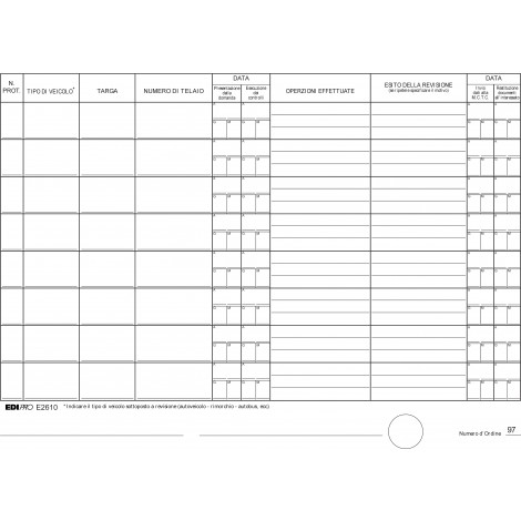Edipro Registro revisione autoveicoli, numerato, cucitura a filo, 21,5x30cm - 1pz - E2610