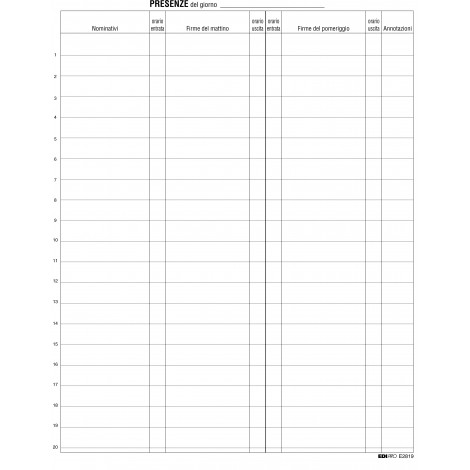 Edipro Registro firme presenze lavoro, 24,5x31cm - Prezzo singolo, ord. minimo 5pz - E2819