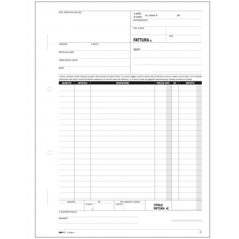 Edipro Blocco fattura 1 aliquota, 50 pagine per 2 copie, autoricalcante, 21x29,7cm - 1pz - E5283A