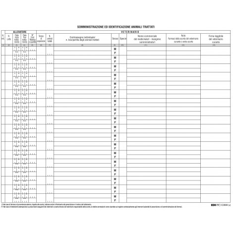 Edipro Registro unificato di scorta medicinali VETERINARI e dei trattamenti, numerato, 24,5x31cm - 1pz - E2888