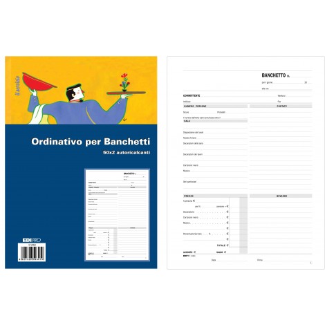 Edipro Blocco preventivo e ordinazione per banchetti, 50 pagine per 2 copie, autoricalcante, 22x29,7cm - 1pz - E5960