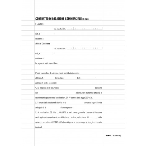 Edipro Contratto affitto commerciale e box, 21x29,7cm - Prezzo singolo, ord. minimo 25pz - E5508