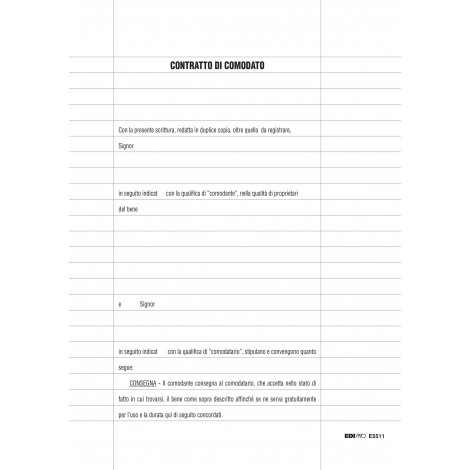 Edipro Contratto di comodato, 21x29,7cm - Prezzo singolo, ord. minimo 25pz - E5511