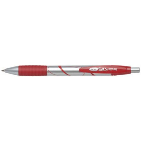 Etafelt 902 Silver - Penna a sfera con punta in carburo di tungsteno e impugnatura in gomma antiscivolo, tratto 1mm, colore rosso - 12pz - 20902RF012SM/002