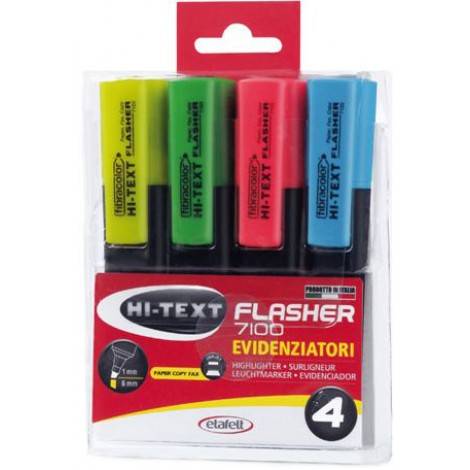 Etafelt Evidenziatore HI-TEXT 7100 FLASHER, punta a scalpello, tratto 5mm, colori assortiti –  27100HF004BR - C92ET0069