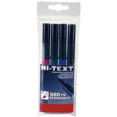 Etafelt Hi-Text 580 – Marcatore permanente con inchiostro a base d`alcool, tratto 4mm, colori assortiti - 4pz - 20580PE004BEB - C92ET0126