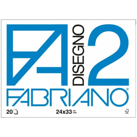 F2 - Album da disegno blocco FABRIANO2, liscio squadrato, 20 fogli, 24x33cm, 110gr - 06201516 - C92FA0012