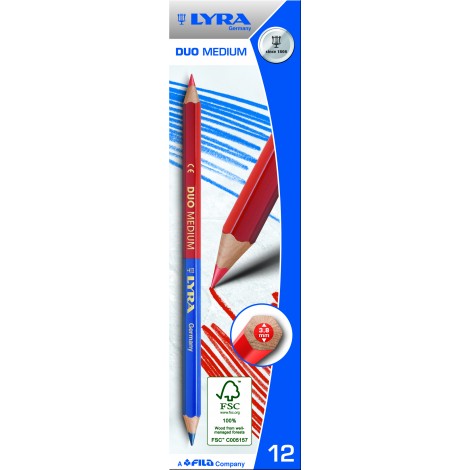 Lyra duo Medium - Matita bicolore esagonale, tratto sottile, colore rosso/blu - Prezzo singolo, ord. minimo 12pz - L2640101 - C92FI0015