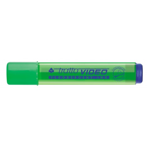 Evidenziatore TRATTO VIDEO, punta a scalpello, inchiostro a base d`acqua, elevata fluorescenza, asciuga rapidamente, per uso scolastico e professionale, tratto 5mm, colore verde - F830202 - C92FI0098